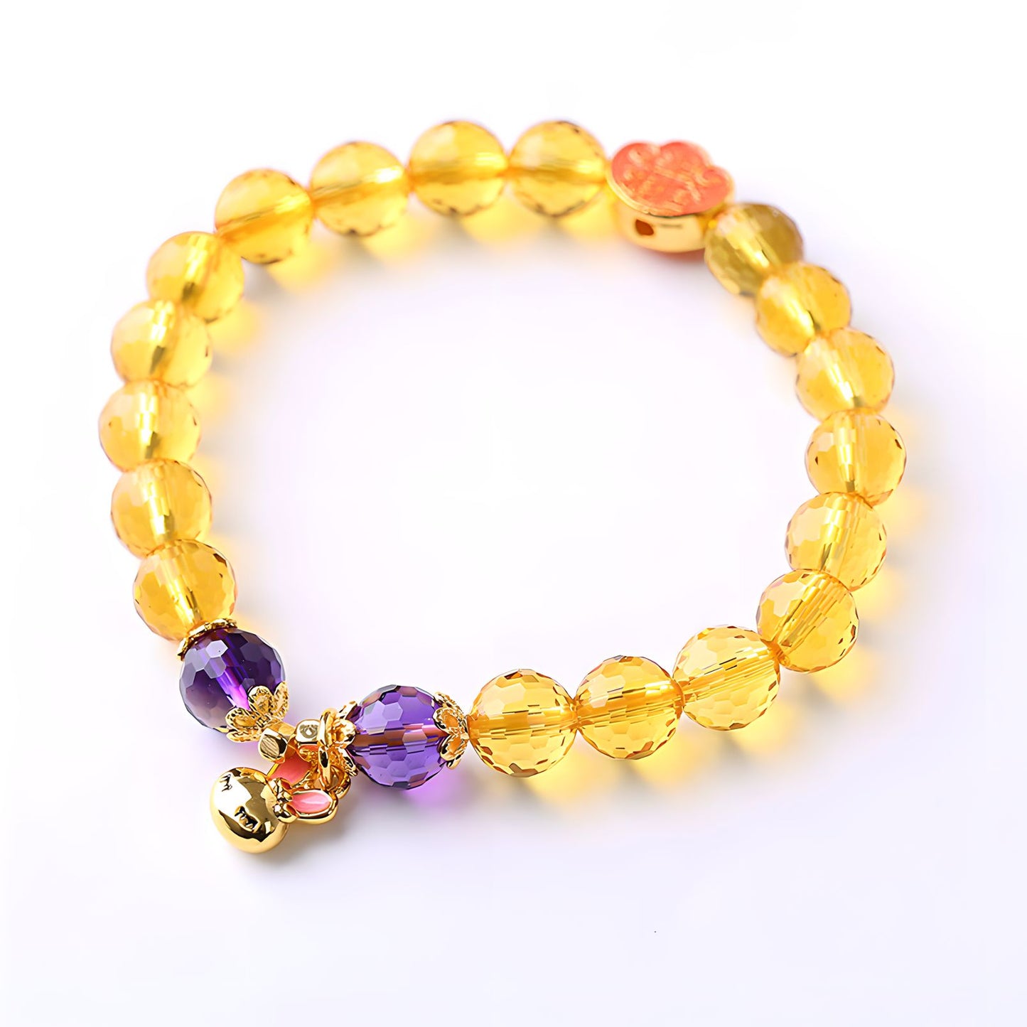 Luxyin Merry Pulsera de cuentas de cristal citrino