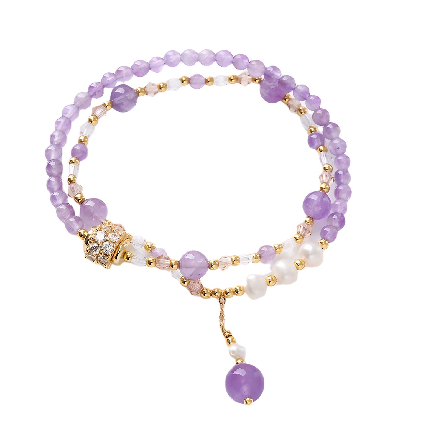 Luxyin Patricia Pulsera de cuentas de cristal de amatista