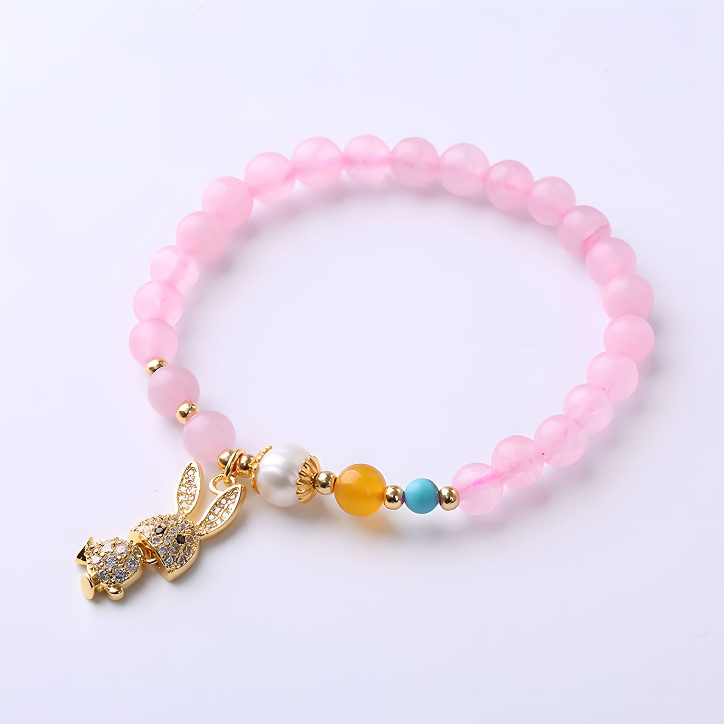 Luxyin Penélope pulsera de cuentas de cristal de cuarzo rosa