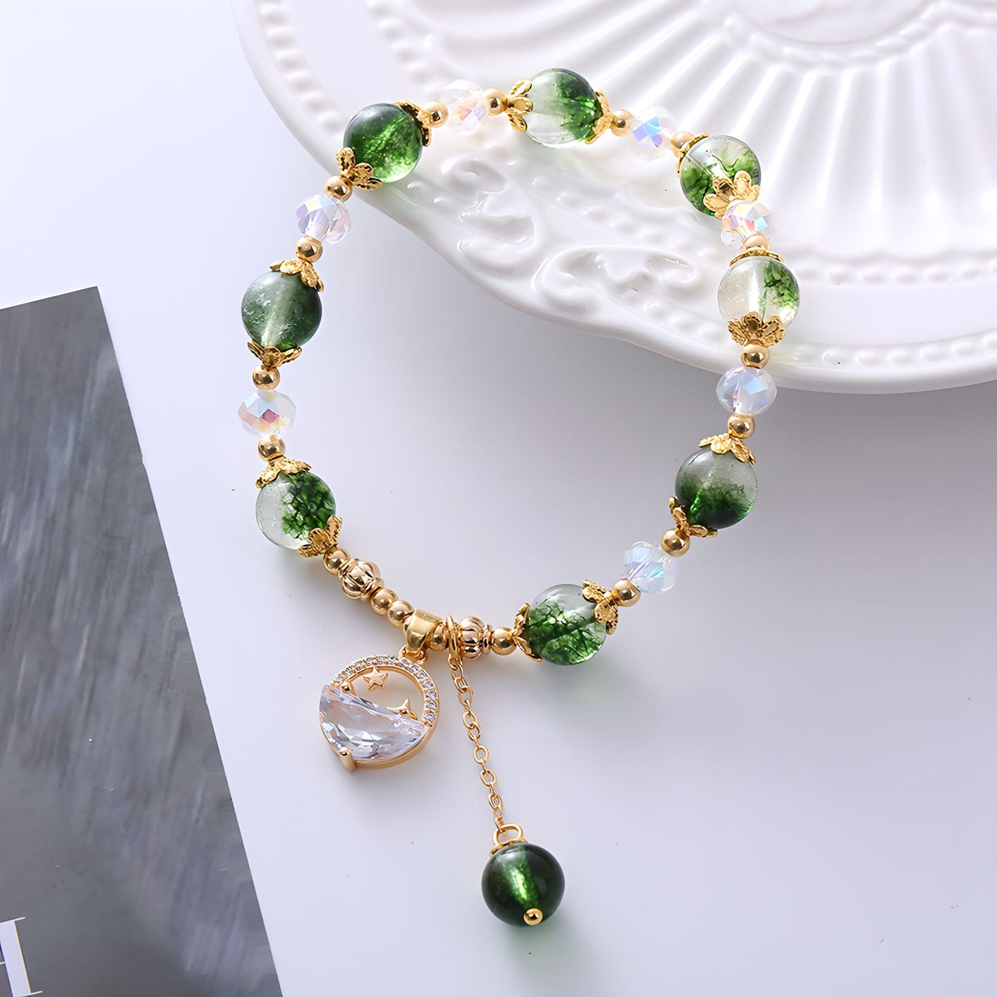 Pulsera de cuentas de cristal de cuarzo Luxyin Rachel Green Phantom