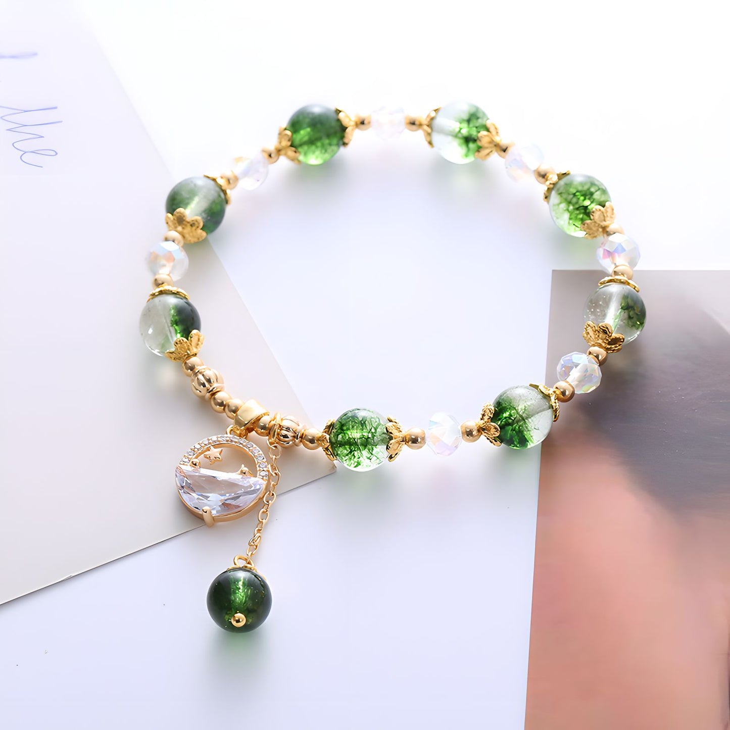 Pulsera de cuentas de cristal de cuarzo Luxyin Rachel Green Phantom