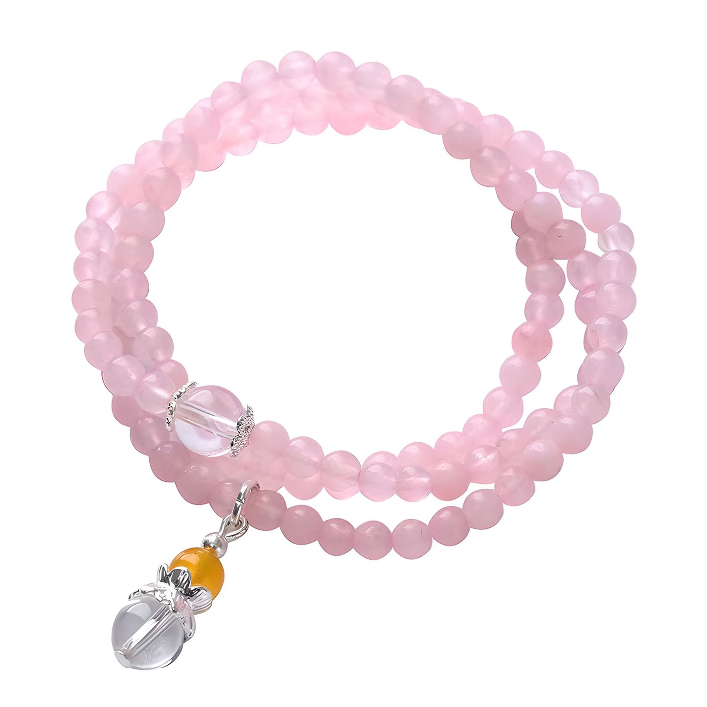 Pulsera de cuentas de cristal de cuarzo rosa Luxyin Spring