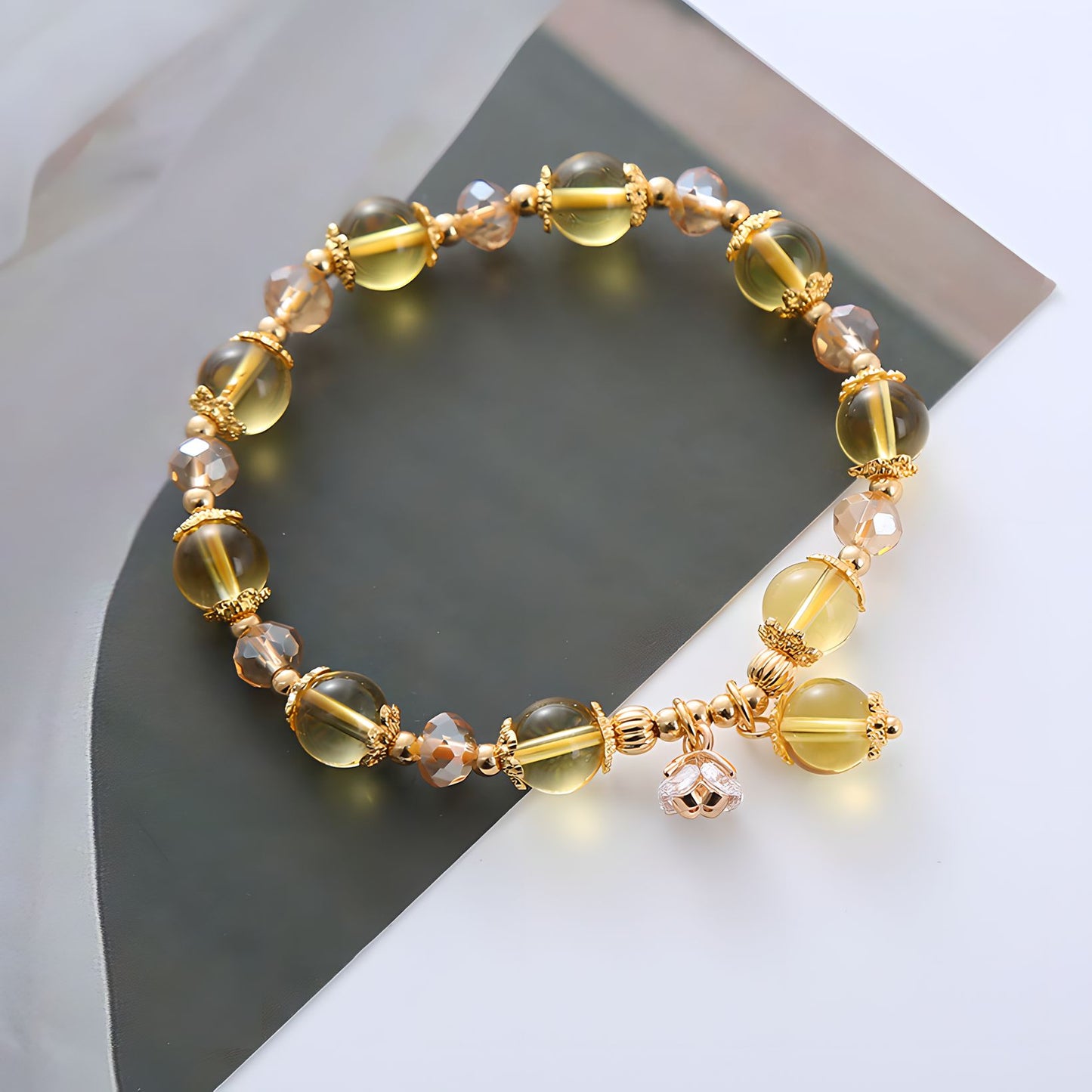Pulsera de cuentas de cristal citrino Virginia Luxyin