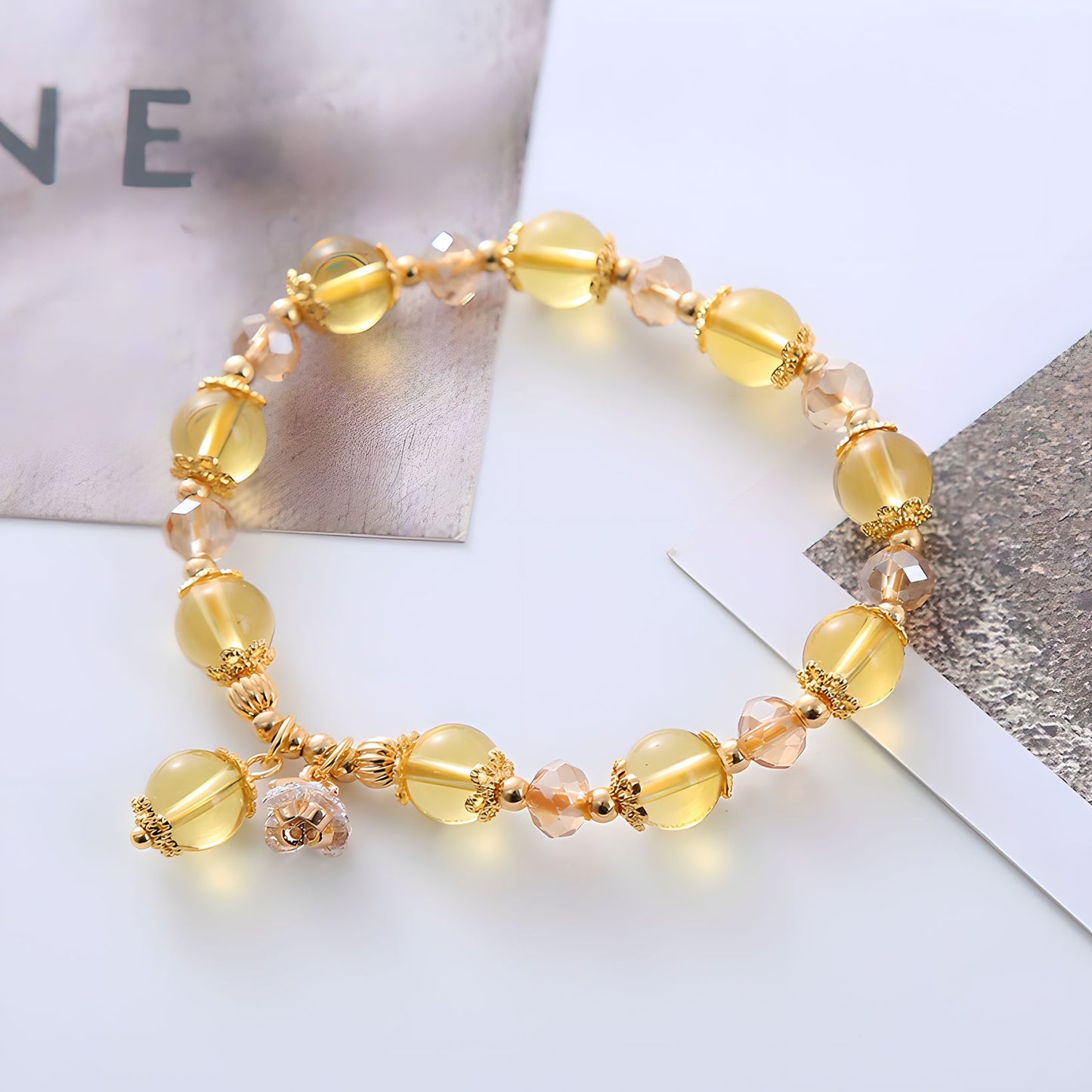 Pulsera de cuentas de cristal citrino Virginia Luxyin