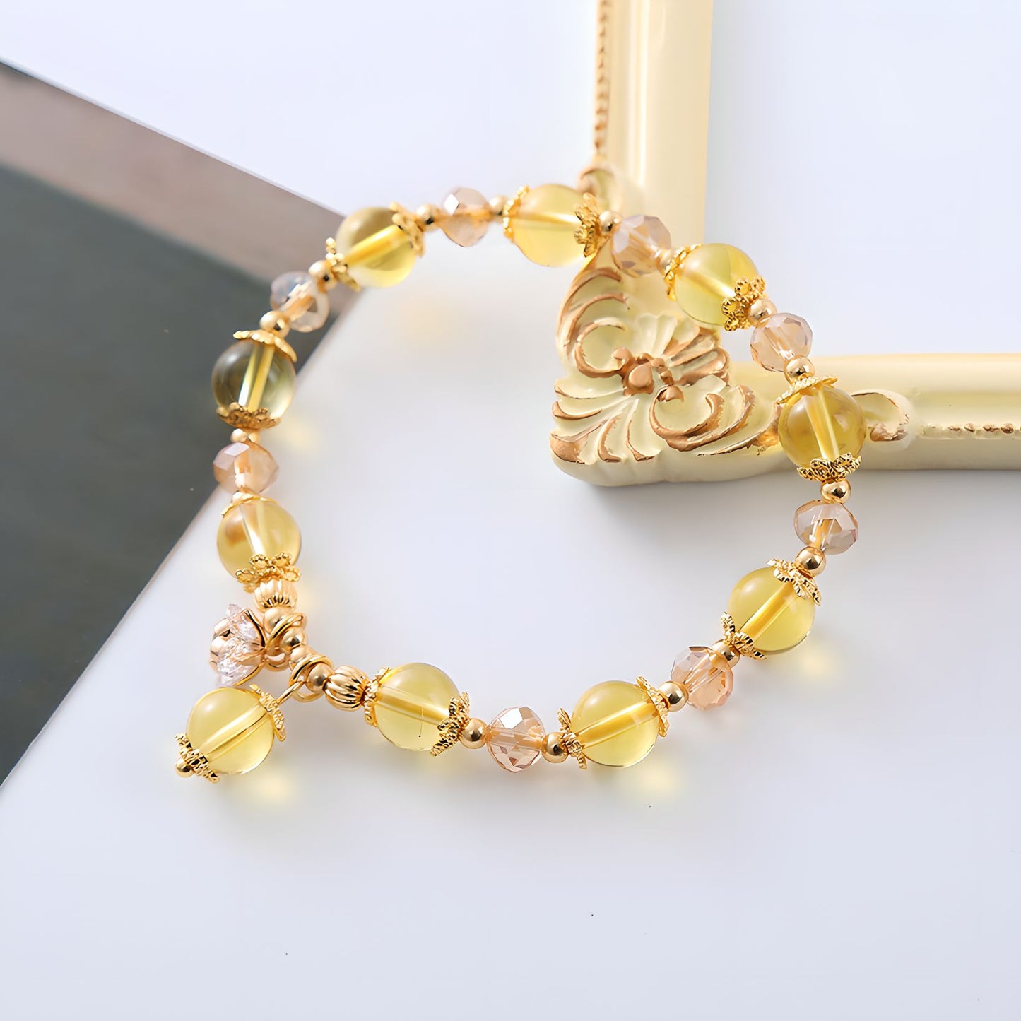 Luxyin Virginia Citrine Crystal Bead Bracelet