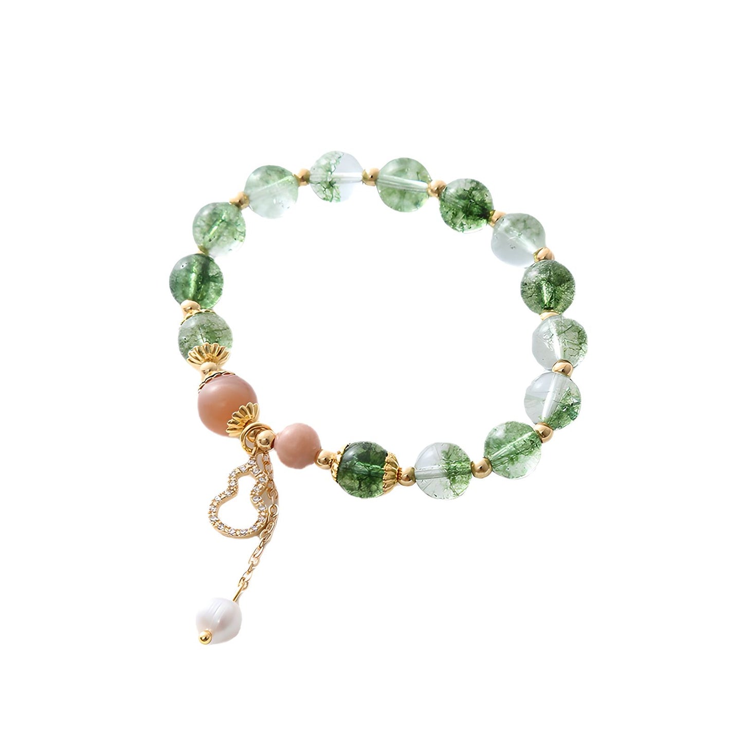Luxyin Yuri Green Phantom Quartz Crystal Bead Bracelet