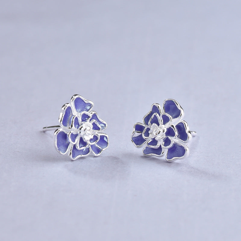 Luxyin 925 Silver Carnation Flower Stud Earrings