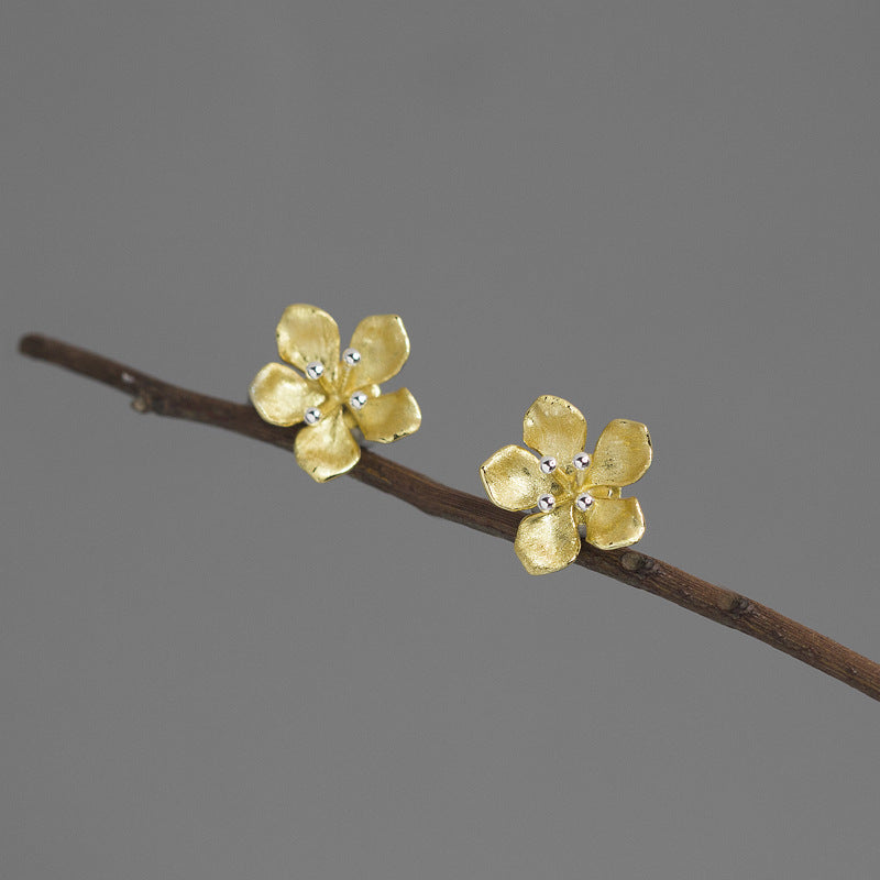 Luxyin Blooming Beauty: Sterling Silver Peach Blossom Earrings