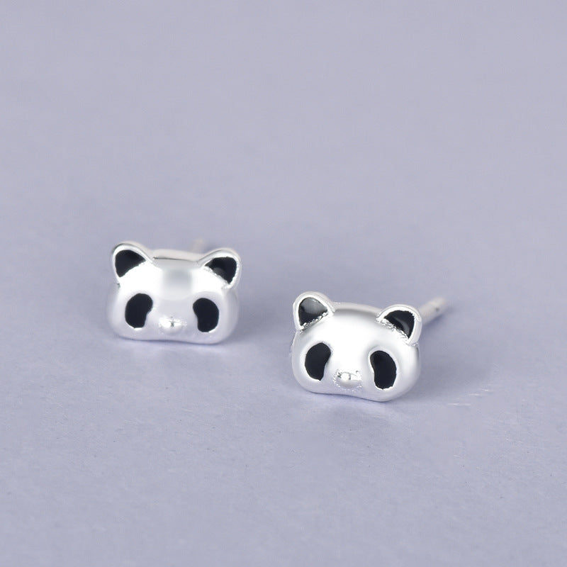 Luxyin Sterling Silver Cute Panda Stud Earrings