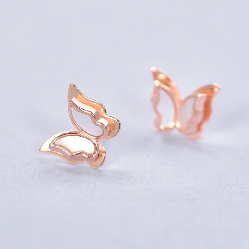 Luxyin 925 Sterling Silver Mother of Pearl Butterfly Stud Earrings