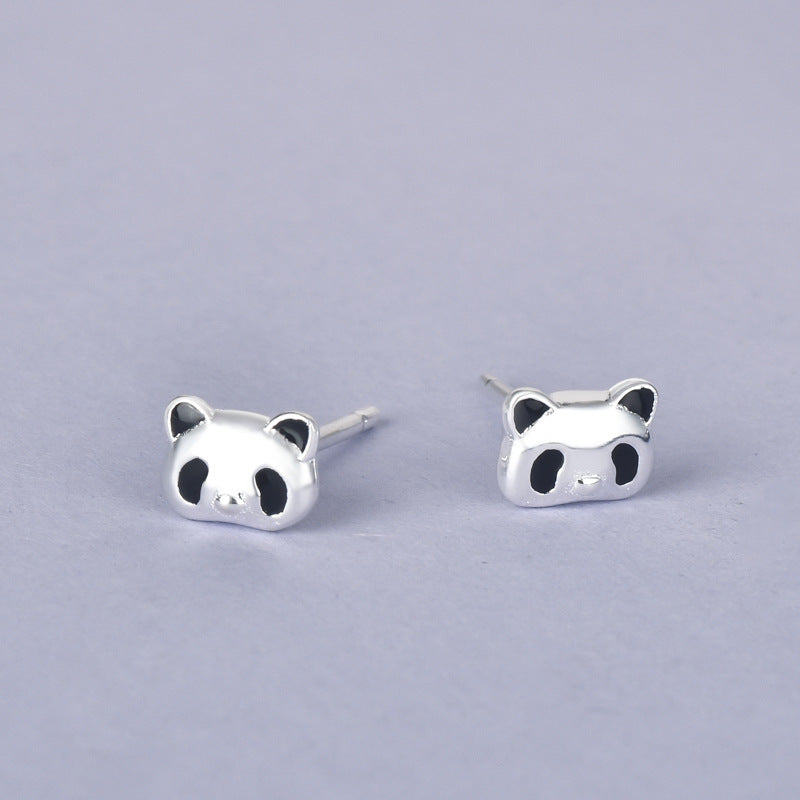 Luxyin Sterling Silver Cute Panda Stud Earrings