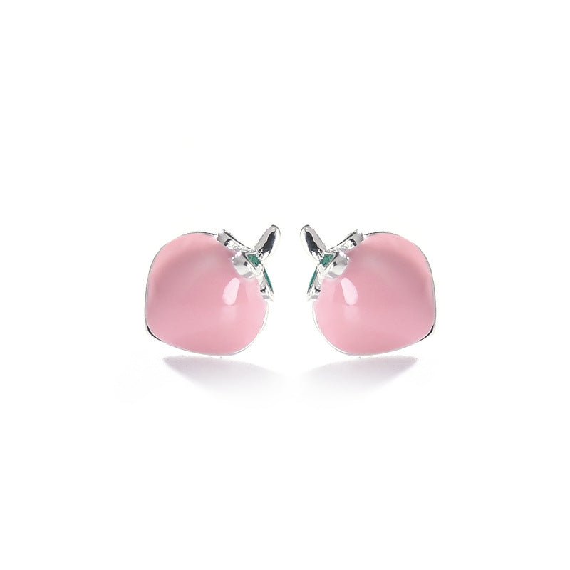 Luxyin 925 Sterling Silver Peach Stud Earrings