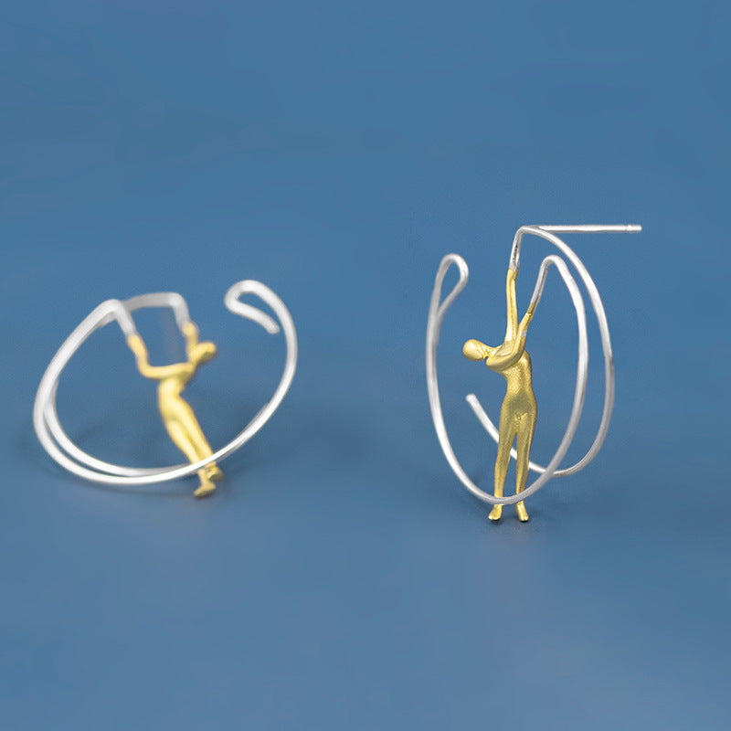 Luxyin Silver Dancer Earrings: Whimsical Elegance