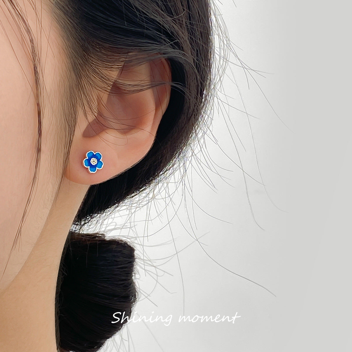 Luxyin Dainty Blue Bloom Sterling Silver Studs 💙