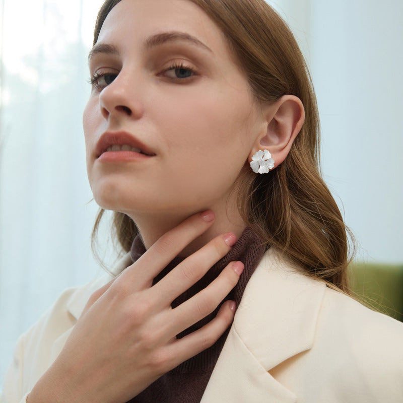 Luxyin Peony Bloom Sterling Silver Studs