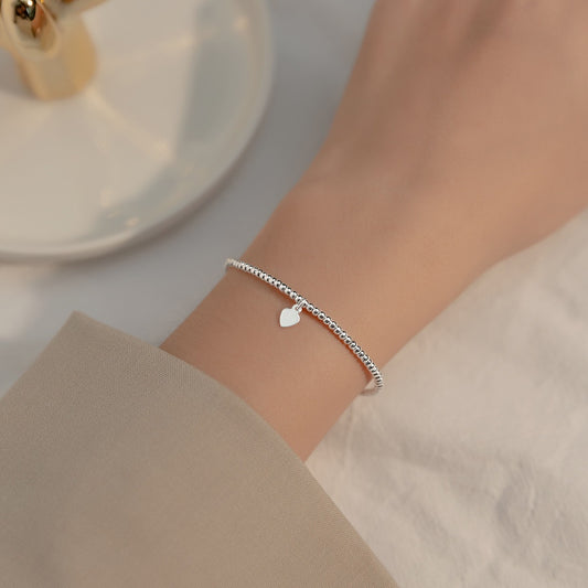 Luxyin S925 Silver Curved Tube Bead Bracelet - Korean Chic ✨