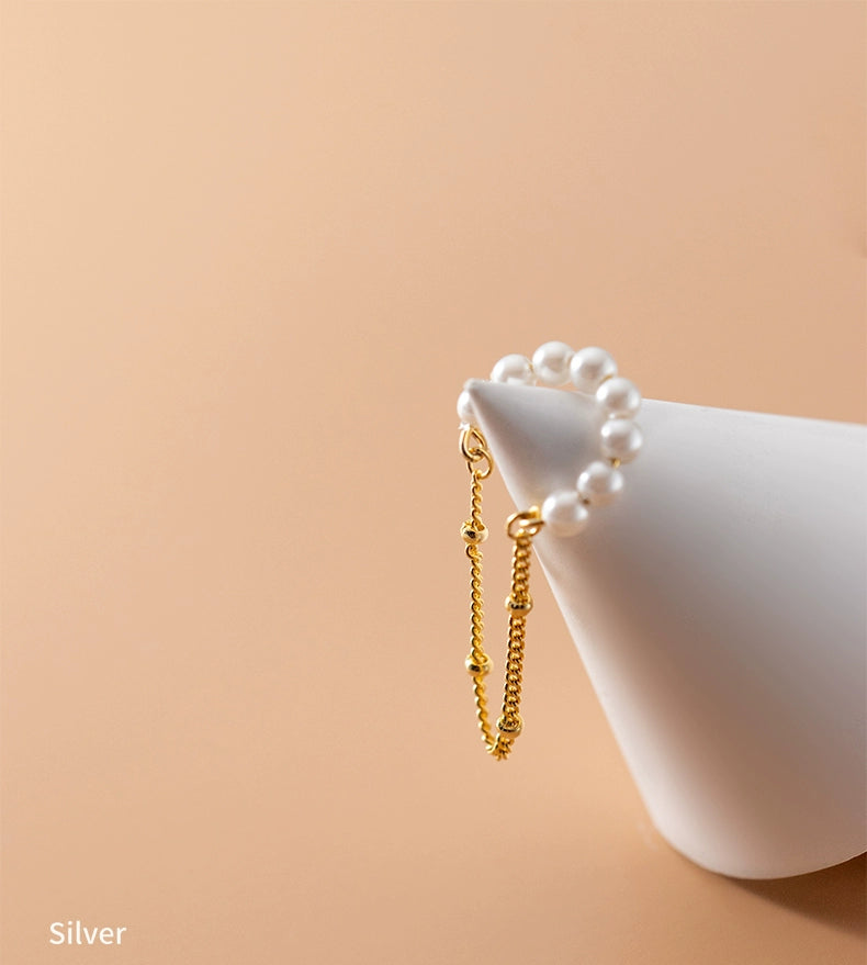 S925 Silver No Piercing Pearl Chain Ear Clips