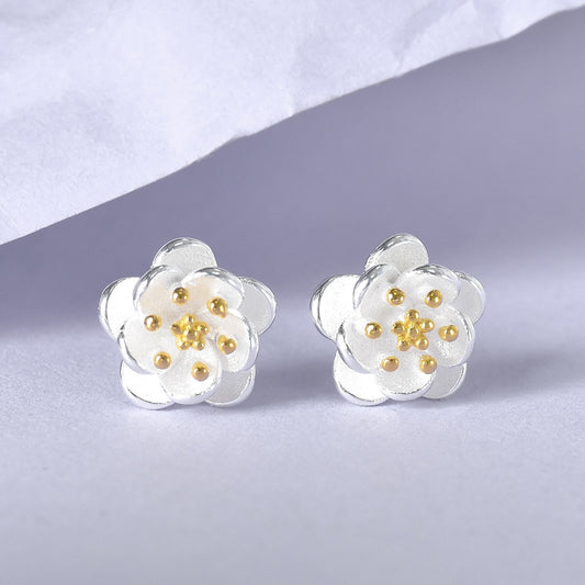 Luxyin Dainty Flower Stud Earrings - S925 Silver Sweetness