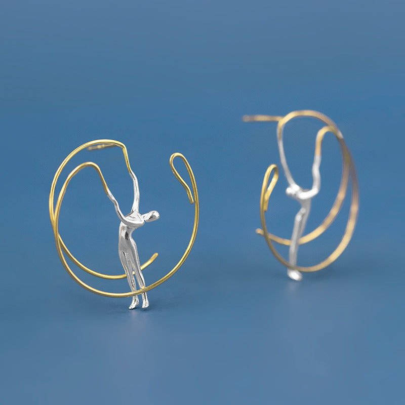 Luxyin Silver Dancer Earrings: Whimsical Elegance