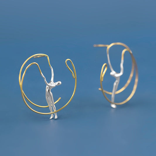 Luxyin Silver Dancer Earrings: Whimsical Elegance