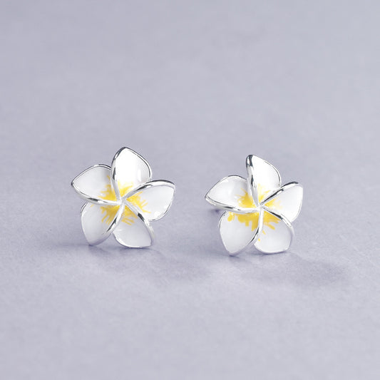 Luxyin Dangel Earrings: S925 Silver Egg Flower Studs