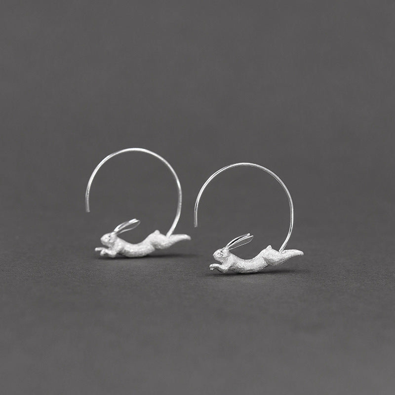 Luxyin Cute Bunny 925 Silver Stud Earrings