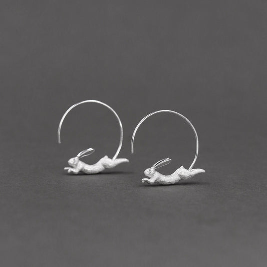 Luxyin Cute Bunny 925 Silver Stud Earrings