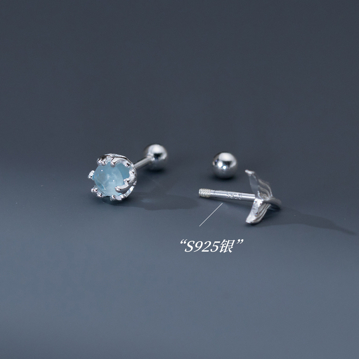 Luxyin Sterling Silver Mermaid Tail Stud Earrings