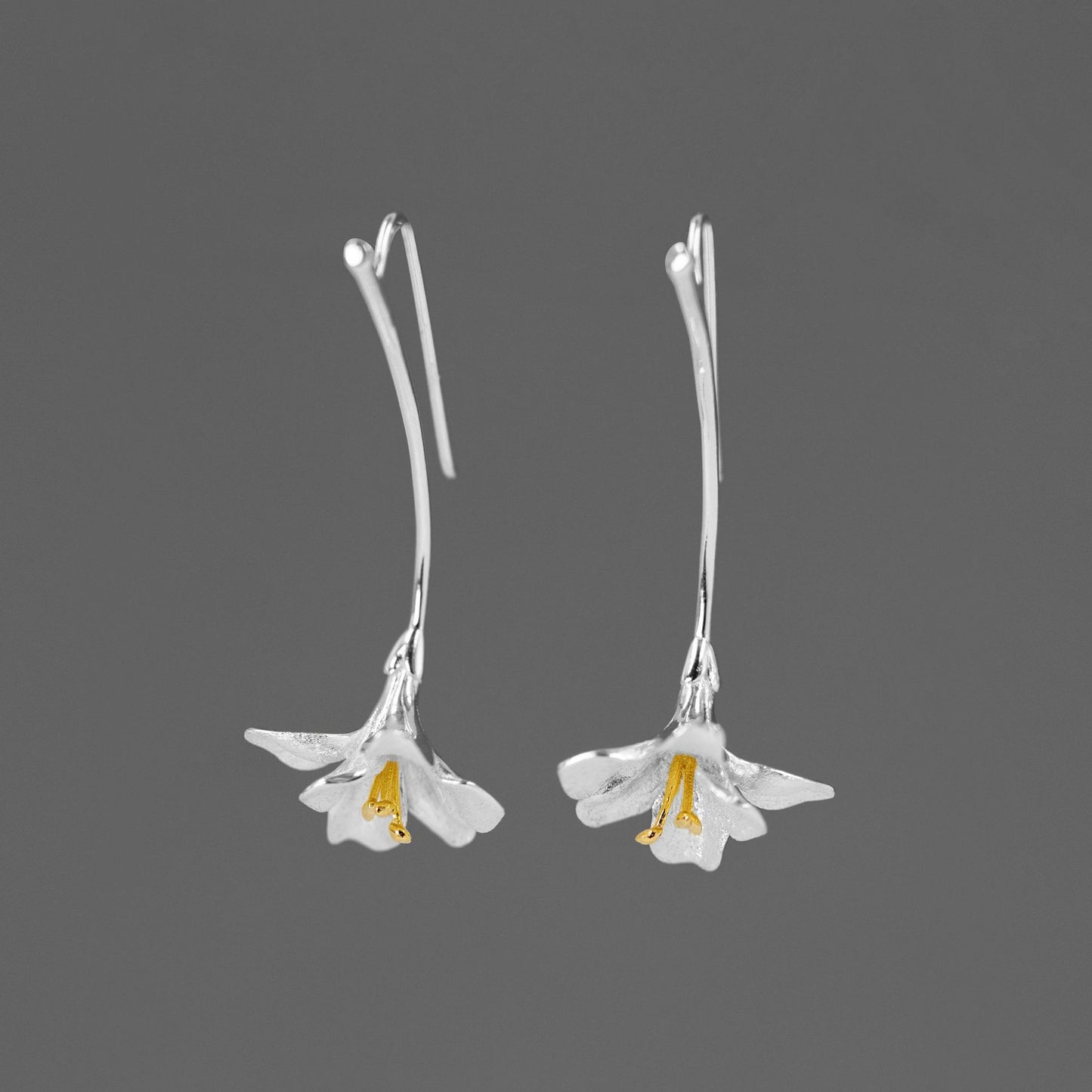 Luxyin Freesia Bloom Sterling Silver Dangle Earrings
