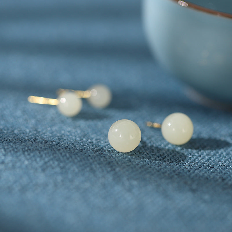 Luxyin Jade Dreams: 925 Silver Stud Earrings