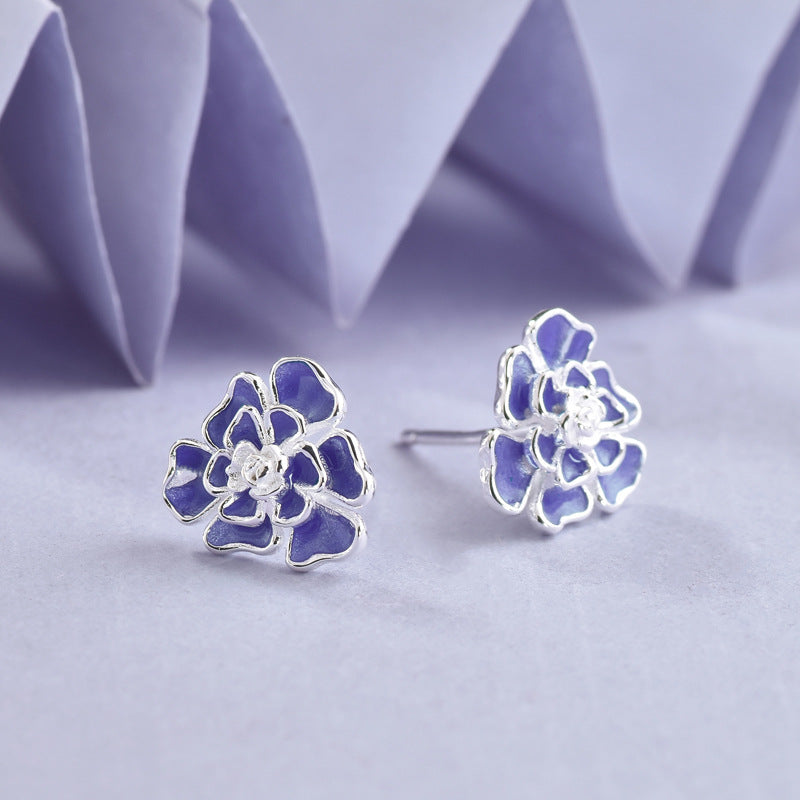 Luxyin 925 Silver Carnation Flower Stud Earrings