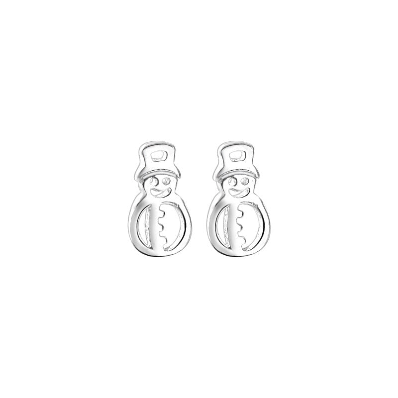 Luxyin S925 Sterling Silver Snowman Stud Earrings - Festive & Cute
