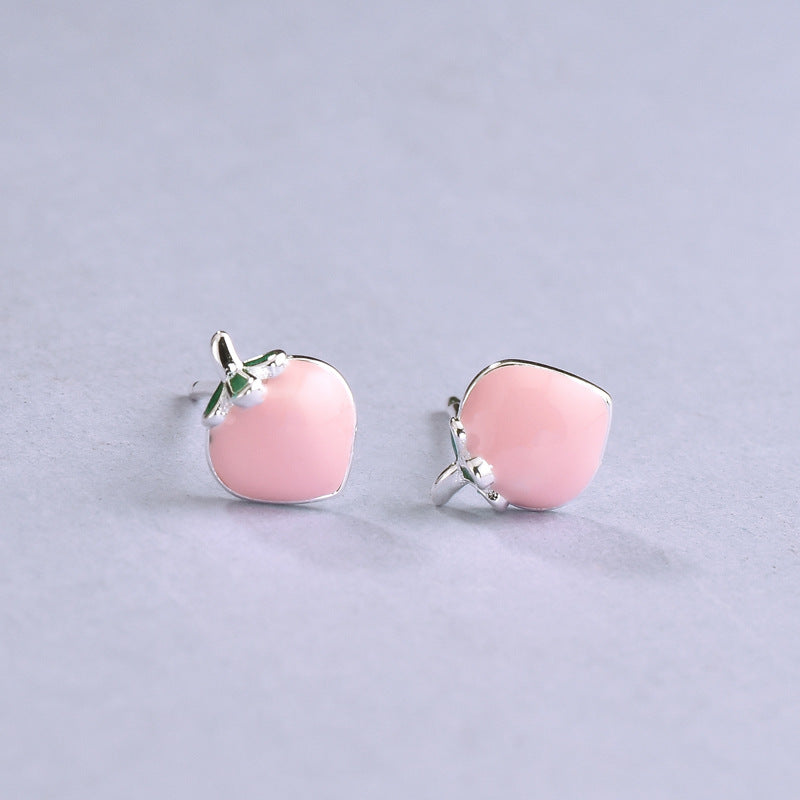 Luxyin 925 Sterling Silver Peach Stud Earrings