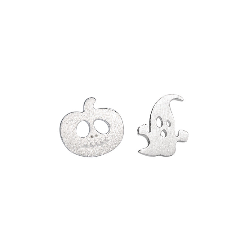 Luxyin S925 Silver Ghost & Pumpkin Stud Earrings