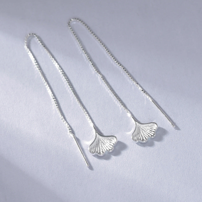 Luxyin S925 Sterling Silver Ginkgo Leaf Dangle Earrings