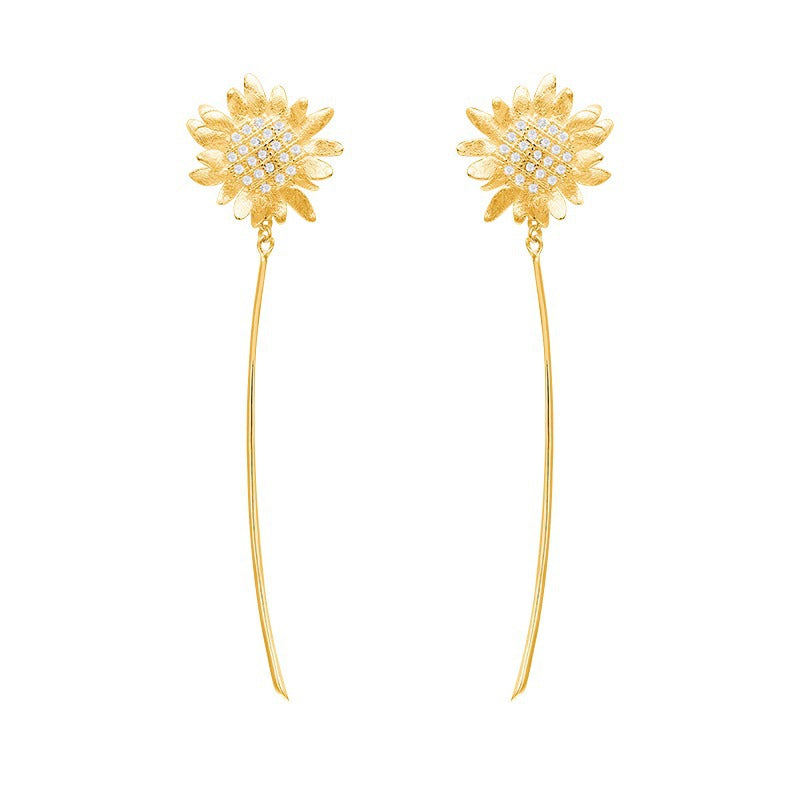 Luxyin Sunflower Dream: 925 Silver Tassel Earrings