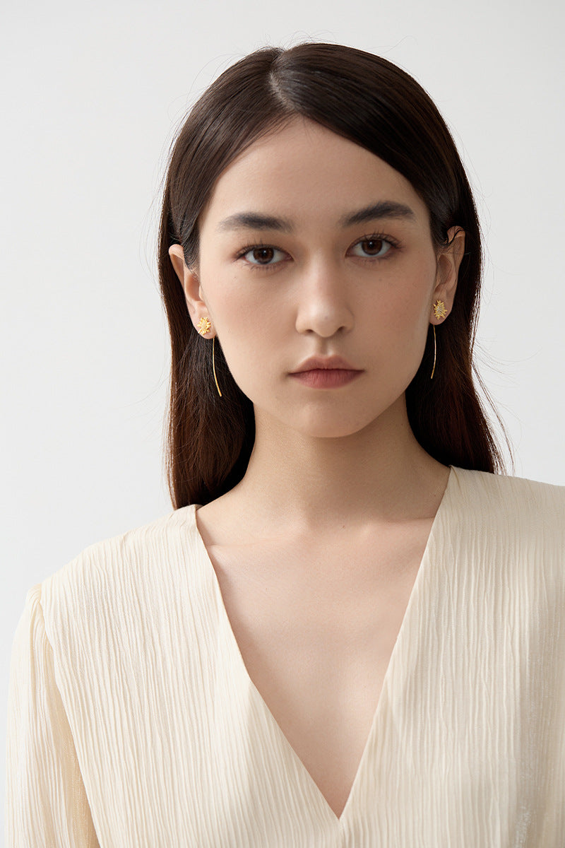 Luxyin Sunflower Dream: 925 Silver Tassel Earrings
