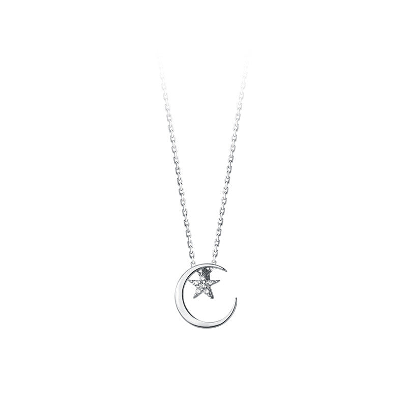 Luxyin Celestial Sparkle: Sterling Silver Star & Moon Necklace ✨