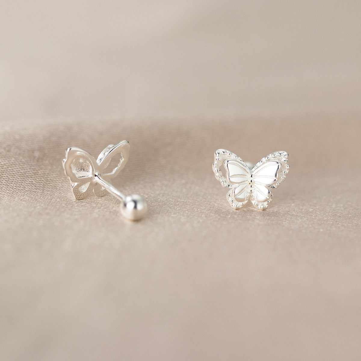 Luxyin Flutter Sparkle: 925 Silver Butterfly Stud Earrings