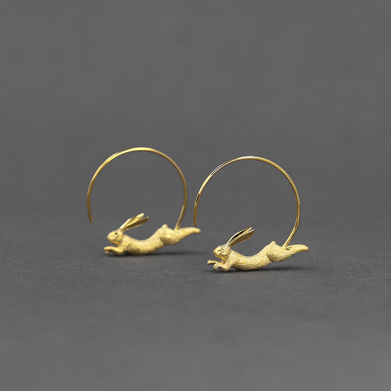 Luxyin Cute Bunny 925 Silver Stud Earrings