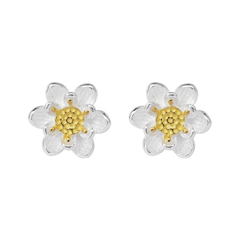Luxyin S925 Sterling Silver Lotus Stud Earrings