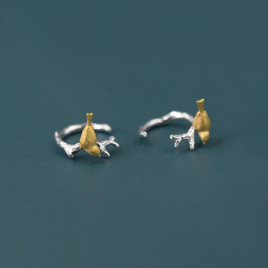 Luxyin Bird Branch Ear Cuff - Sterling Silver Elegance