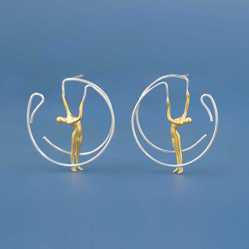 Luxyin Silver Dancer Earrings: Whimsical Elegance