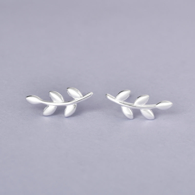 Luxyin 925 Silver Leaf Stud Earrings - Sweet & Simple
