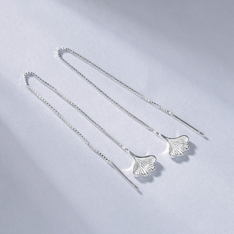 Luxyin S925 Sterling Silver Ginkgo Leaf Dangle Earrings