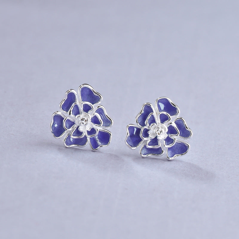 Luxyin 925 Silver Carnation Flower Stud Earrings