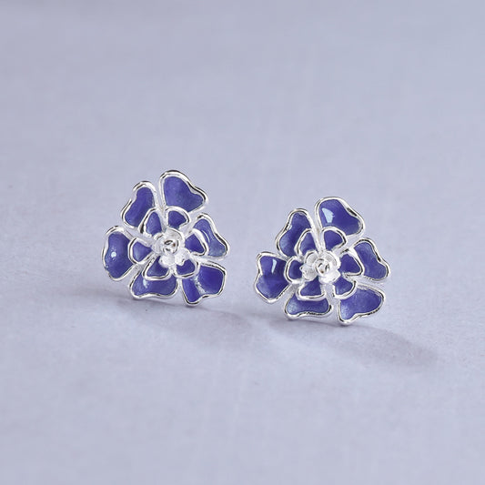 Luxyin 925 Silver Carnation Flower Stud Earrings