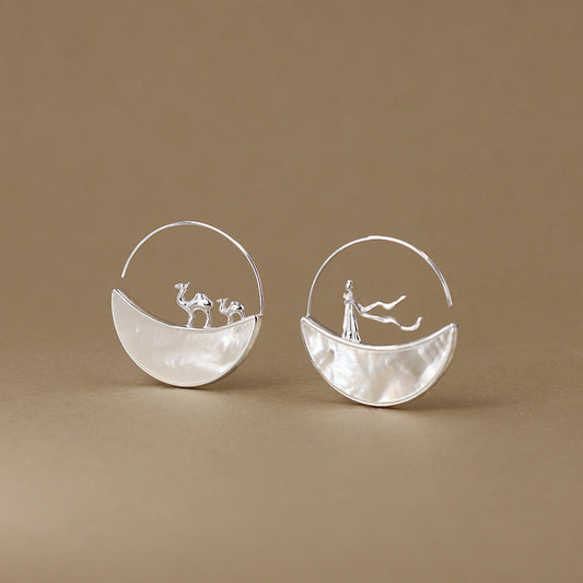 Luxyin Lunar Whispers: Flying Goddess Camel Bell Earrings