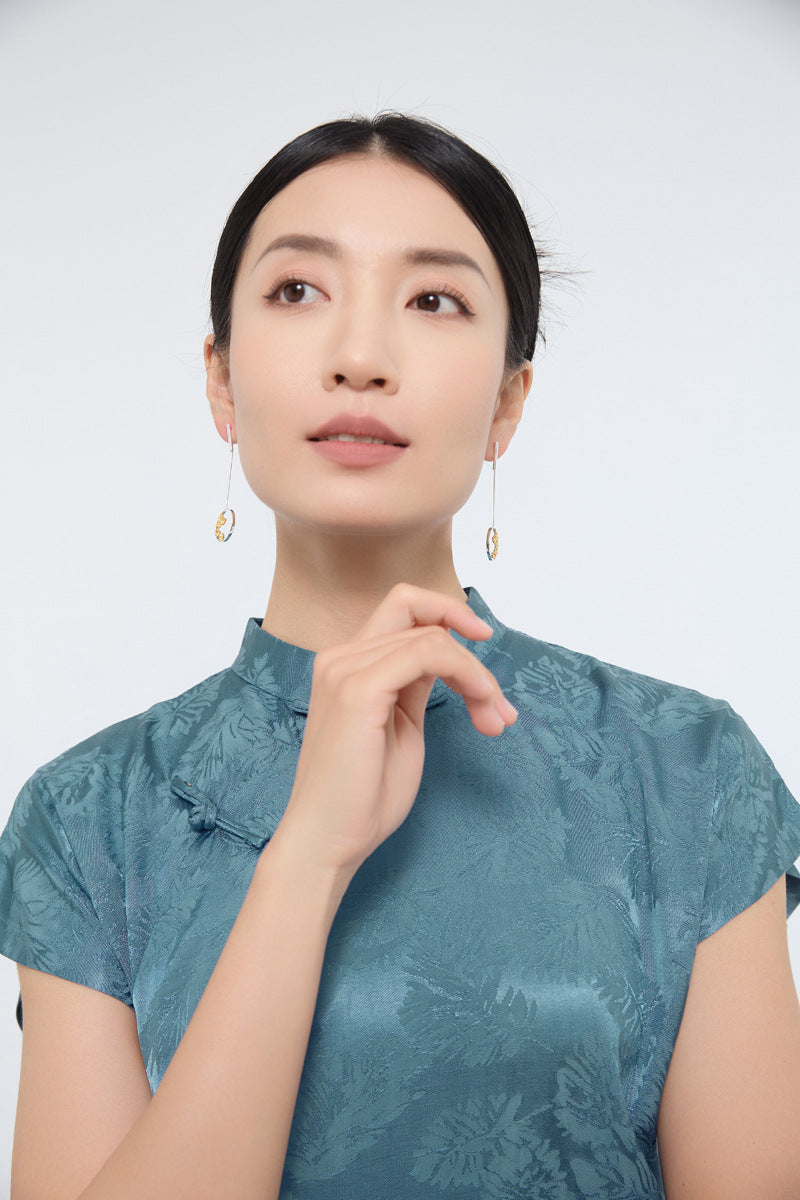 Luxyin Whispers of Osmanthus: Sterling Silver Chinese Earrings