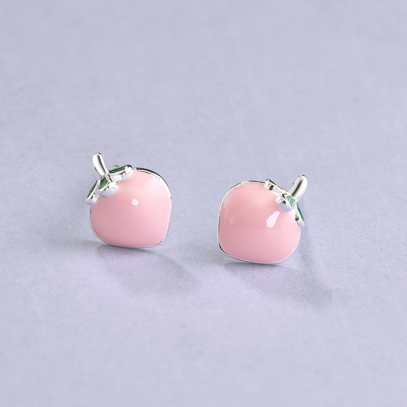 Luxyin 925 Sterling Silver Peach Stud Earrings